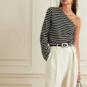 THE FRANKIE SHOP Jean one-sleeve striped cotton-jersey top XS/S